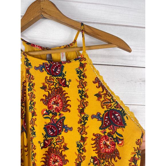 Xhilarations Boho Yellow Floral Print Sleeveless Dress Size‎ M - Picture 2 of 8